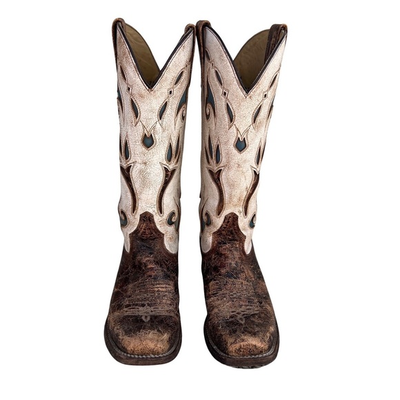 Stetson Shoes - Stetson Distressed Leather Western Cowboy Boots